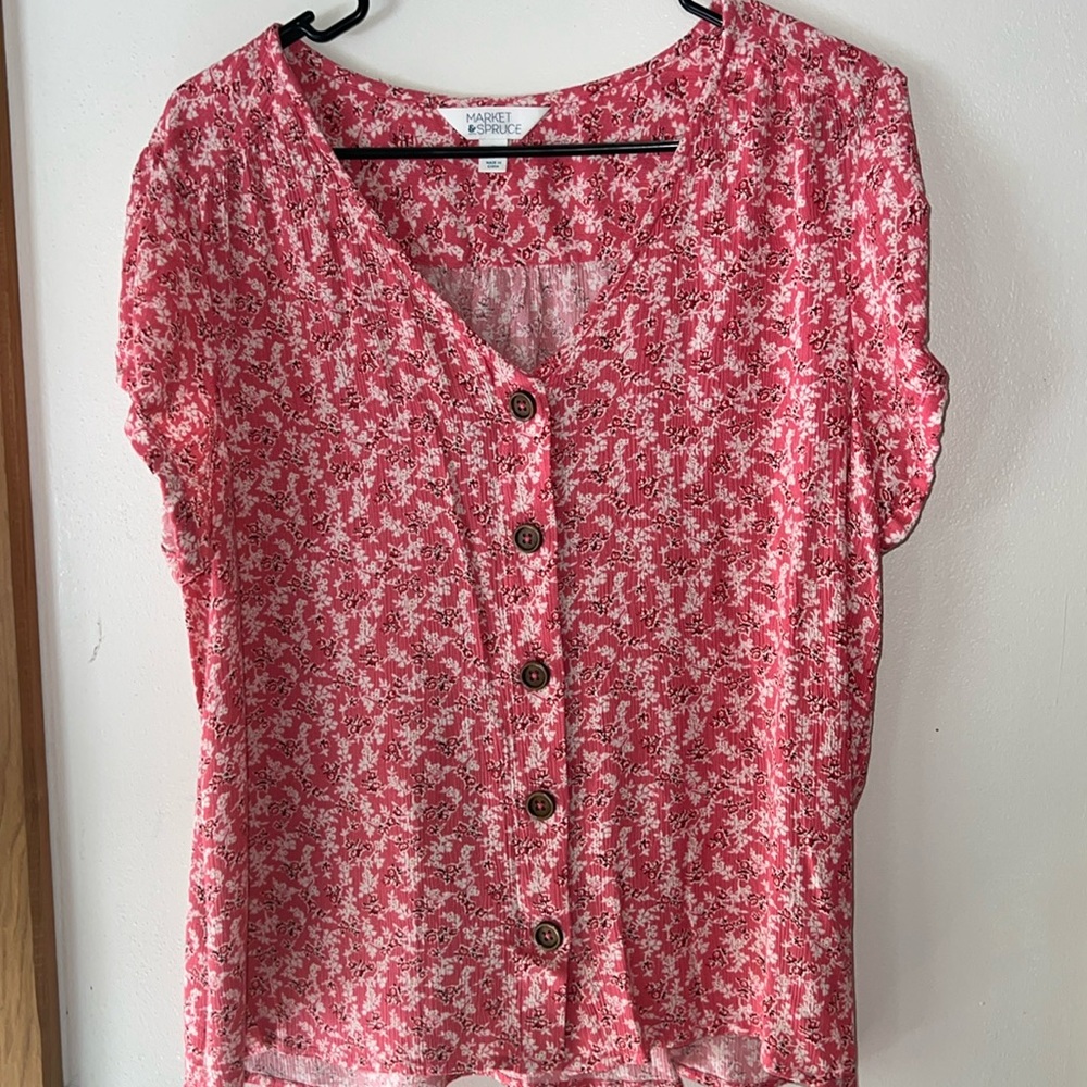 Market & Spruce Size XL Pink Zoa Button Down Top